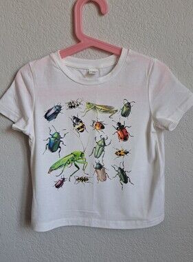 Shein Kids White Bug Print Tee Size 4